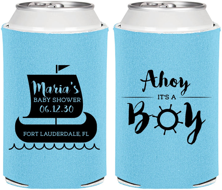 Personalized Baby Shower Can Coolers - Ahoy It’s A Boy | 90177