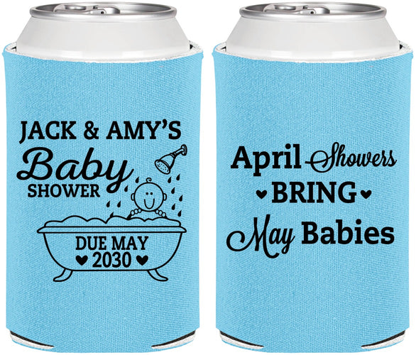 Personalized Baby Shower Can Coolers - April Showers May Babies | 90181