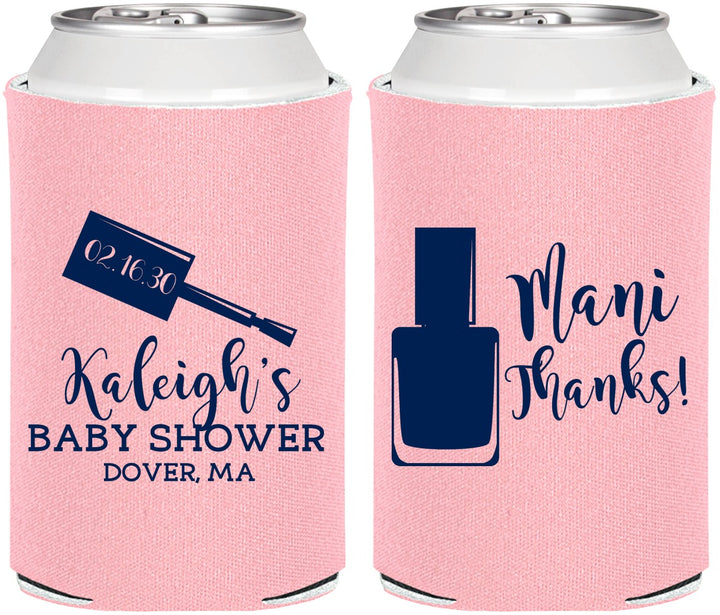 Personalized Baby Shower Can Coolers - Mani Thanks | 90184