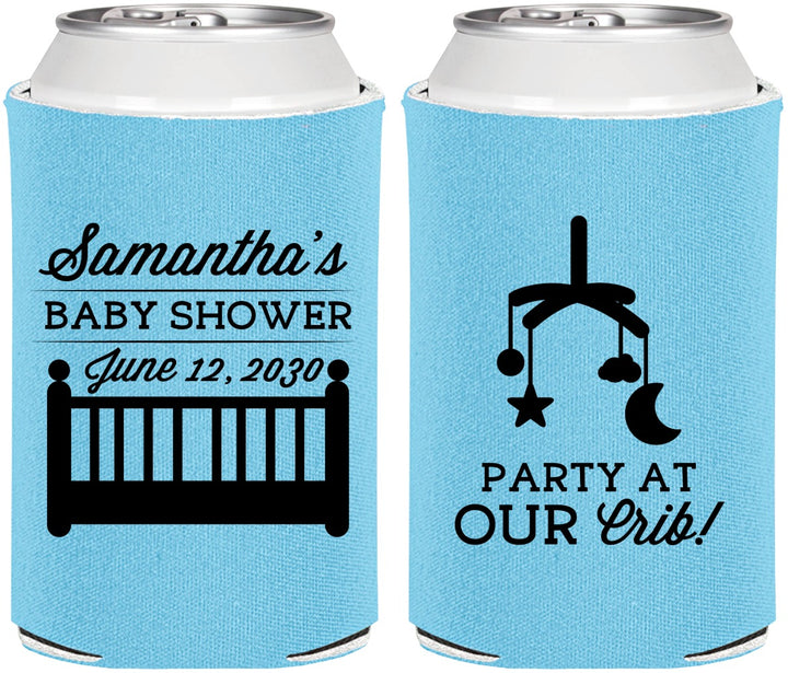 Personalized Baby Shower Can Coolers - Party At Our Crib | 90187