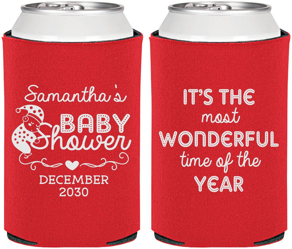 Personalized Baby Shower Can Coolers - Christmas | 90191