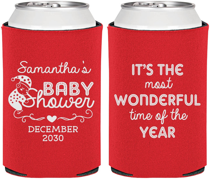 Personalized Baby Shower Can Coolers - Christmas | 90191