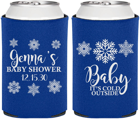 Personalized Baby Shower Can Coolers - Christmas Snowflakes | 90192