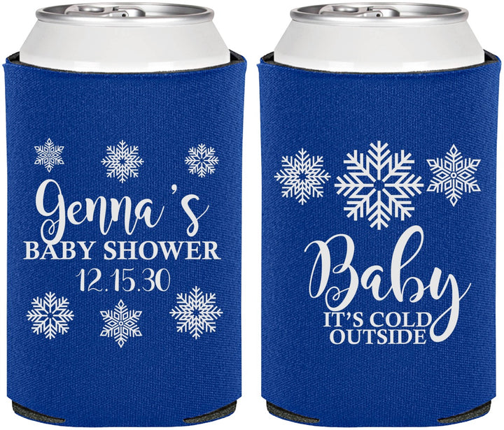 Personalized Baby Shower Can Coolers - Christmas Snowflakes | 90192