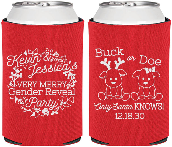 Personalized Baby Shower Can Coolers - Christmas Gender Reveal | 90193