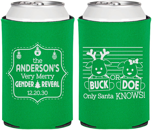 Personalized Baby Shower Can Coolers - Christmas Gender Reveal | 90194