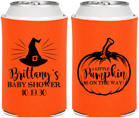 Personalized Baby Shower Can Coolers - Little Pumpkin Halloween | 90196