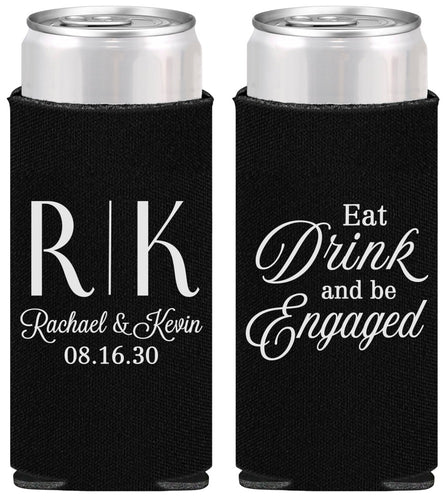 Personalized Engagement Slim Can Coolers - Eat Drink Be Engaged | 10000