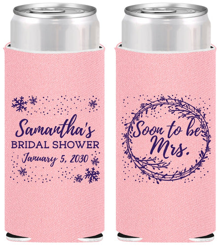 Personalized Bridal Shower Slim Can Coolers - Soon To Be Mrs | 100004