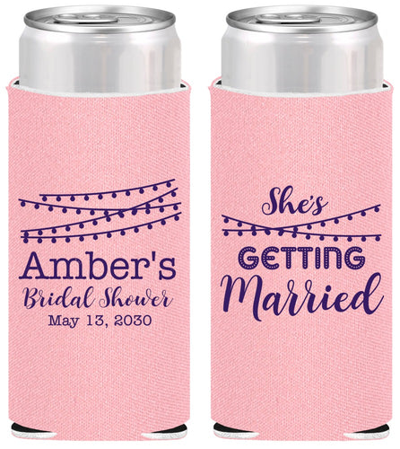 Personalized Bridal Shower Slim Can Coolers - She's Getting Married | 100008