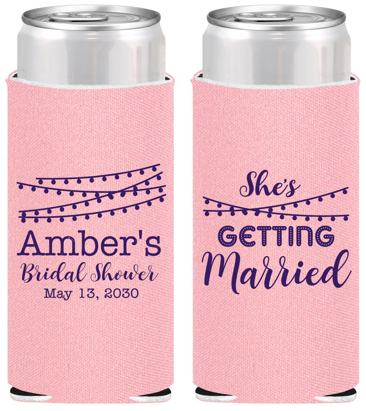 Personalized Bridal Shower Slim Can Coolers - She's Getting Married | 100008