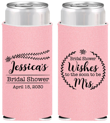 Personalized Bridal Shower Slim Can Coolers - Soon To Be Mrs | 100009