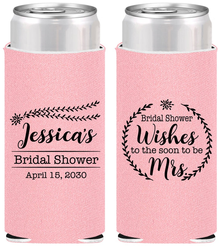 Personalized Bridal Shower Slim Can Coolers - Soon To Be Mrs | 100009