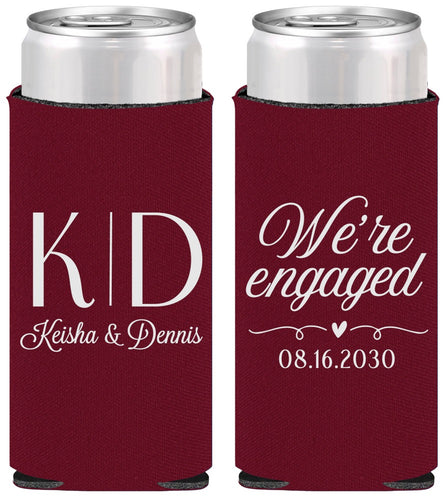 Personalized Engagement Slim Can Coolers - We Are Engaged | 10001