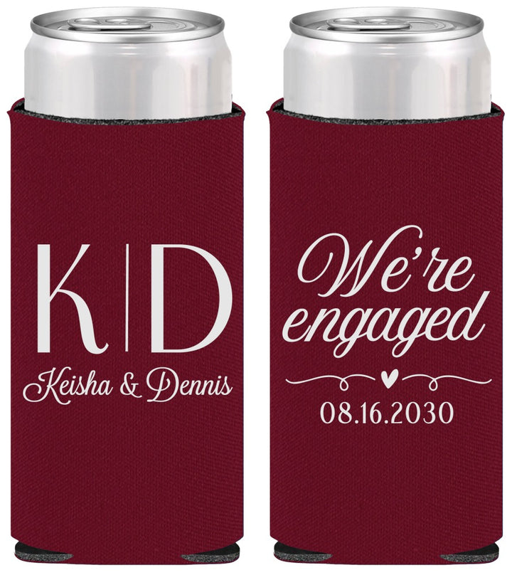 Personalized Engagement Slim Can Coolers - We Are Engaged | 10001