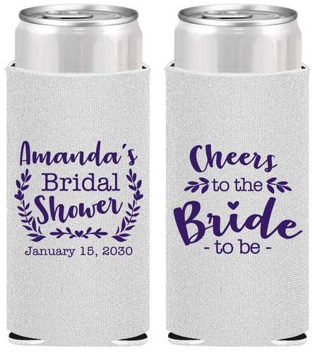 Personalized Bridal Shower Slim Can Coolers - Cheers To The Bride | 100014