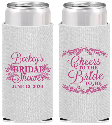 Personalized Bridal Shower Slim Can Coolers - Cheers To The Bride | 100019