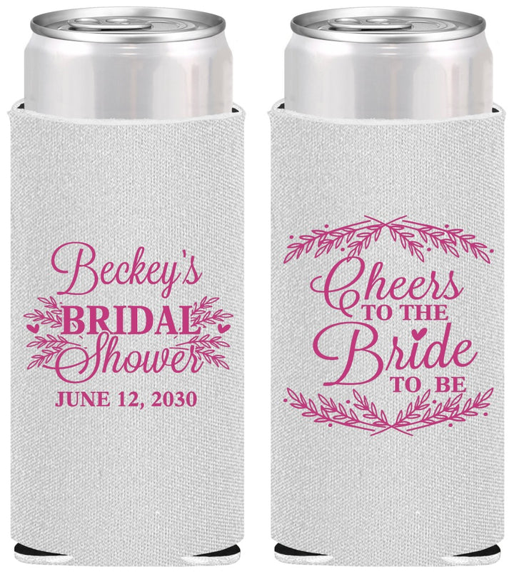 Personalized Bridal Shower Slim Can Coolers - Cheers To The Bride | 100019