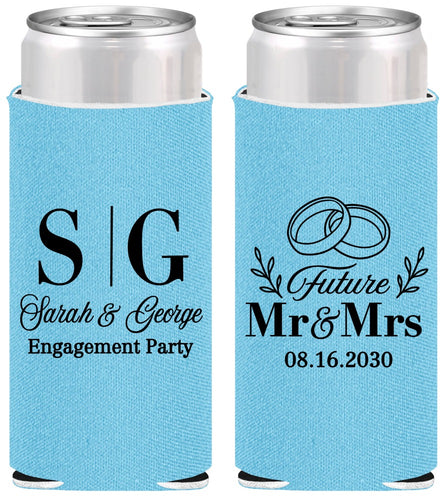 Personalized Engagement Slim Can Coolers - Future Mr And Mrs | 10002