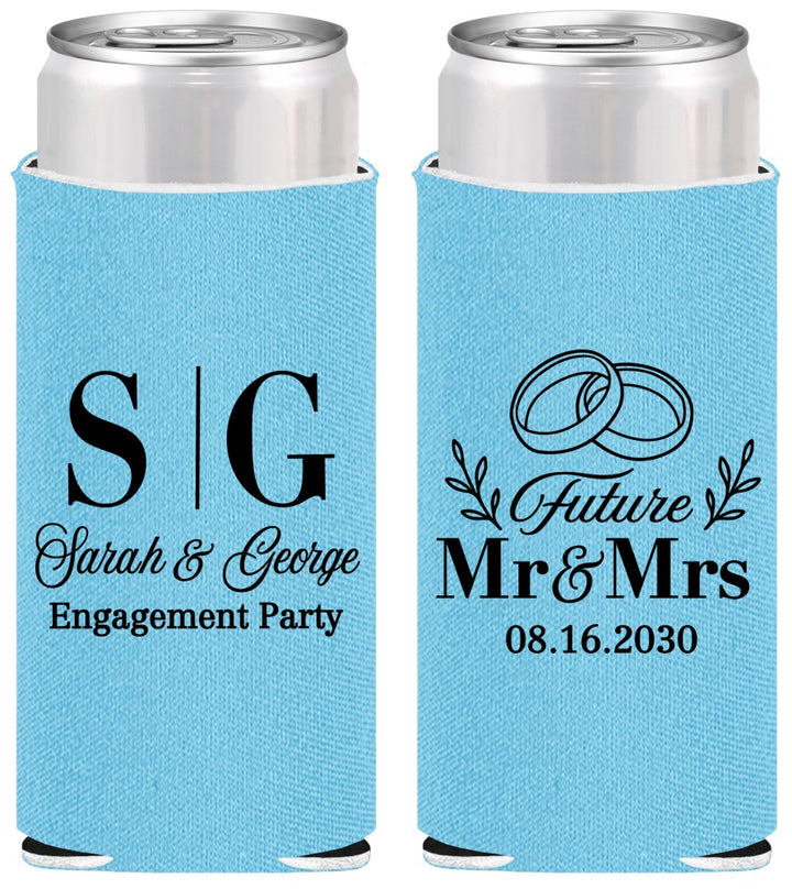 Personalized Engagement Slim Can Coolers - Future Mr And Mrs | 10002