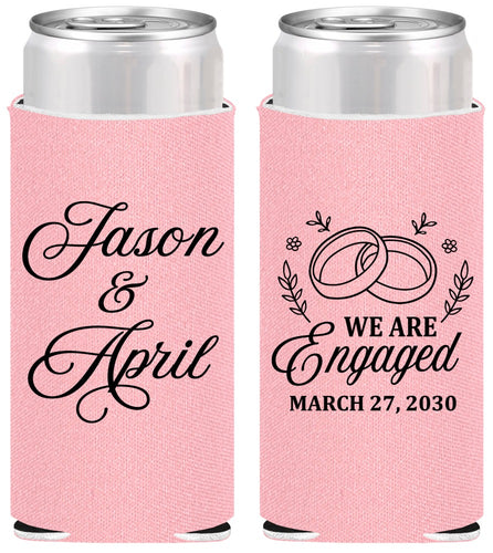 Personalized Engagement Slim Can Coolers - We Are Engaged | 10003