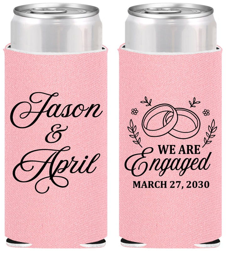 Personalized Engagement Slim Can Coolers - We Are Engaged | 10003