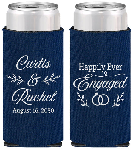 Personalized Engagement Slim Can Coolers - Happily Ever Engaged | 10004