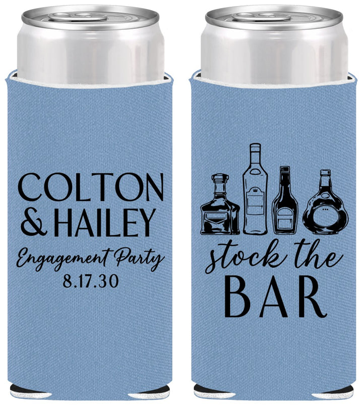 Personalized Engagement Slim Can Coolers - Stock The Bar | 10005