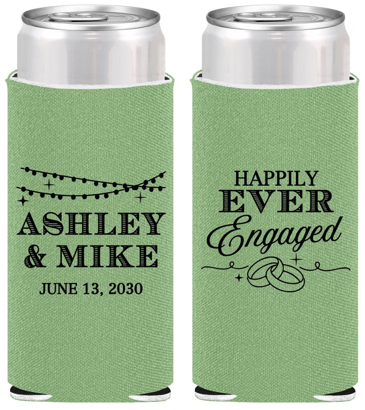 Personalized Engagement Slim Can Coolers - Happily Ever Engaged | 10006