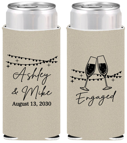 Personalized Engagement Slim Can Coolers - Engaged | 10007