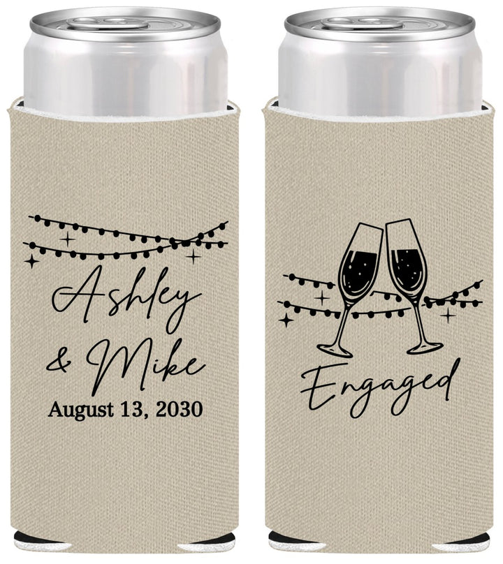 Personalized Engagement Slim Can Coolers - Engaged | 10007