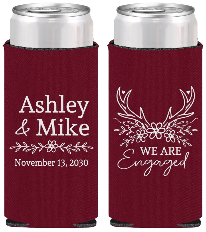 Personalized Engagement Slim Can Coolers - We Are Engaged | 10009