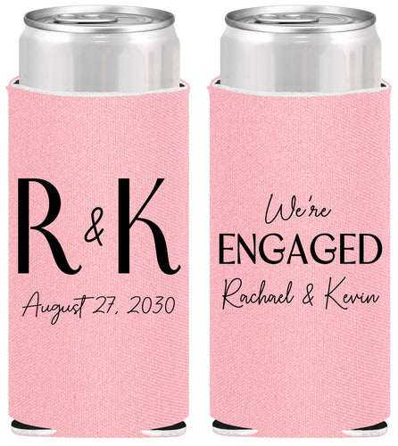 Personalized Engagement Slim Can Coolers - We Are Engaged | 10011