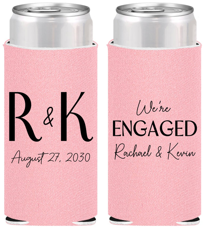 Personalized Engagement Slim Can Coolers - We Are Engaged | 10011