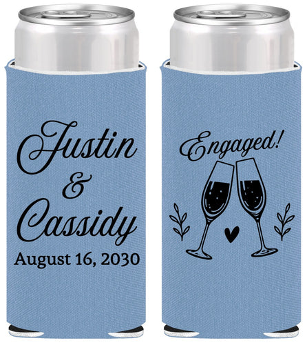 Personalized Engagement Slim Can Coolers - Engaged | 10013