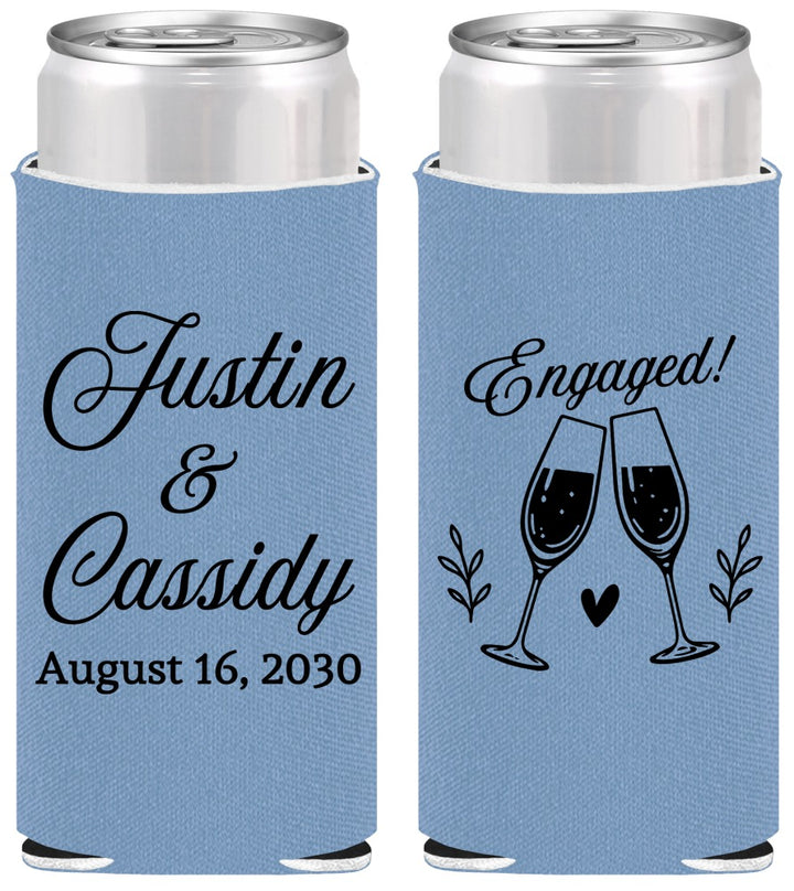 Personalized Engagement Slim Can Coolers - Engaged | 10013