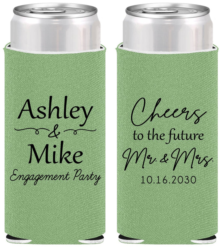 Personalized Engagement Slim Can Coolers - Future Mr And Mrs | 10014