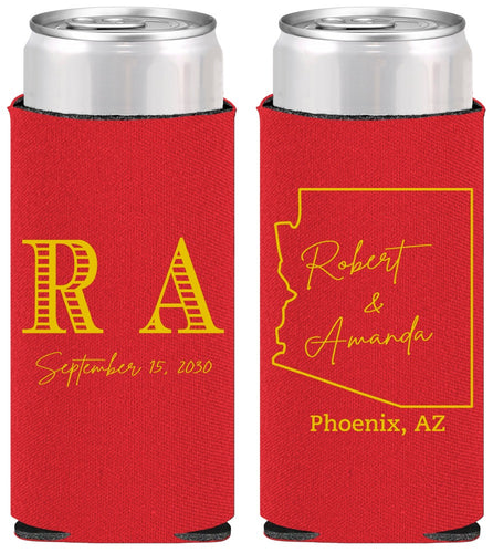 Personalized Wedding Slim Can Coolers - Arizona | 102