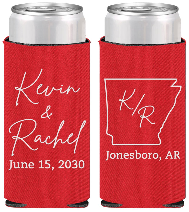 Personalized Wedding Slim Can Coolers - Arkansas | 103