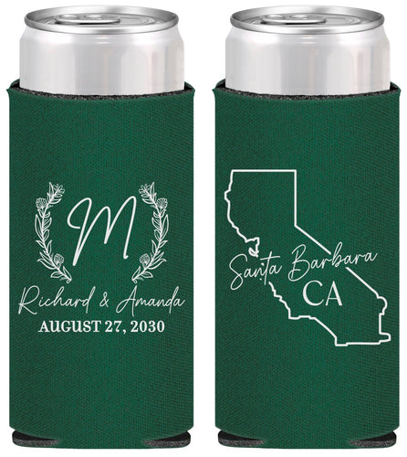 Personalized Wedding Slim Can Coolers - California | 104