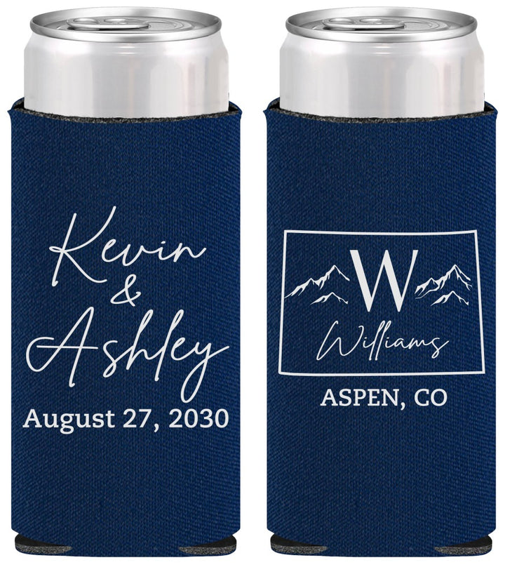 Personalized Wedding Slim Can Coolers - Colorado | 105