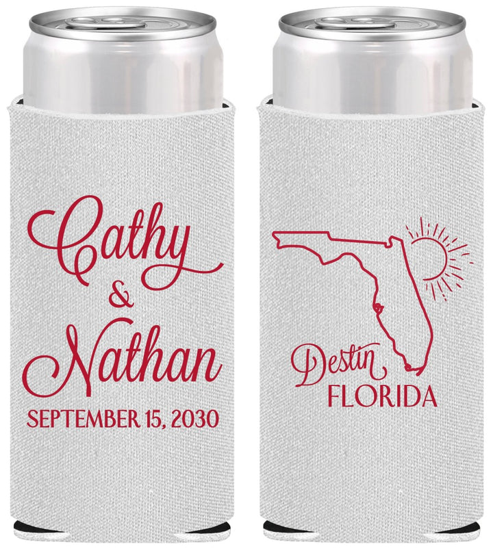Personalized Wedding Slim Can Coolers - Florida | 108