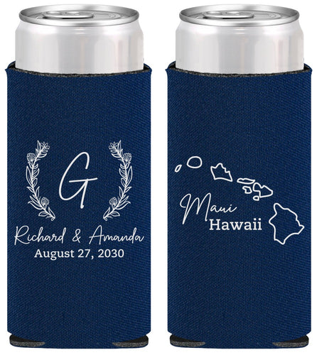 Personalized Wedding Slim Can Coolers - Hawaii | 110