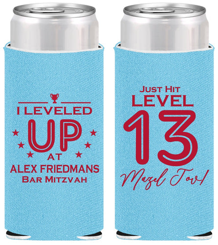 Personalized Bar Mitzvah Slim Can Coolers - 13th Birthday Video Game | 110014