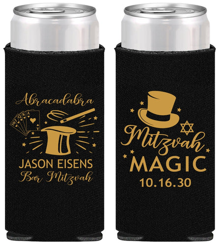 Personalized Bar Mitzvah Slim Can Coolers - 13th Birthday Magic | 110015