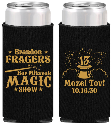 Personalized Bar Mitzvah Slim Can Coolers - 13th Birthday Magic | 110016