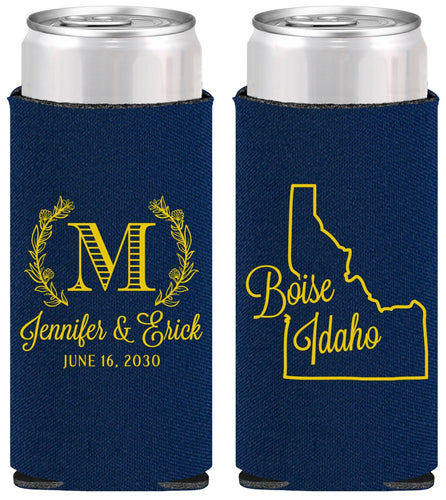 Personalized Wedding Slim Can Coolers - Idaho | 111