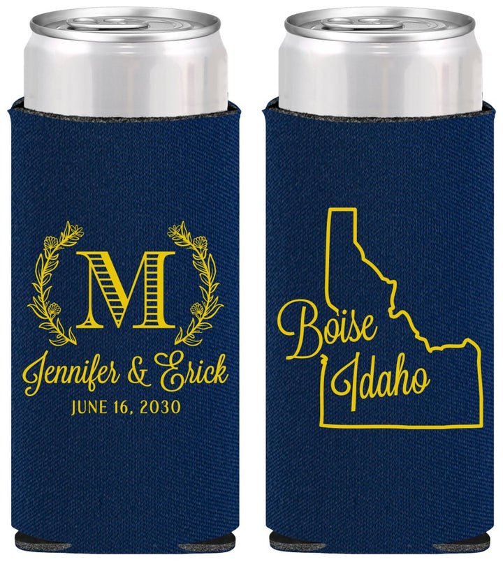 Personalized Wedding Slim Can Coolers - Idaho | 111