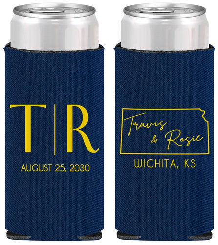 Personalized Wedding Slim Can Coolers - Kansas | 115