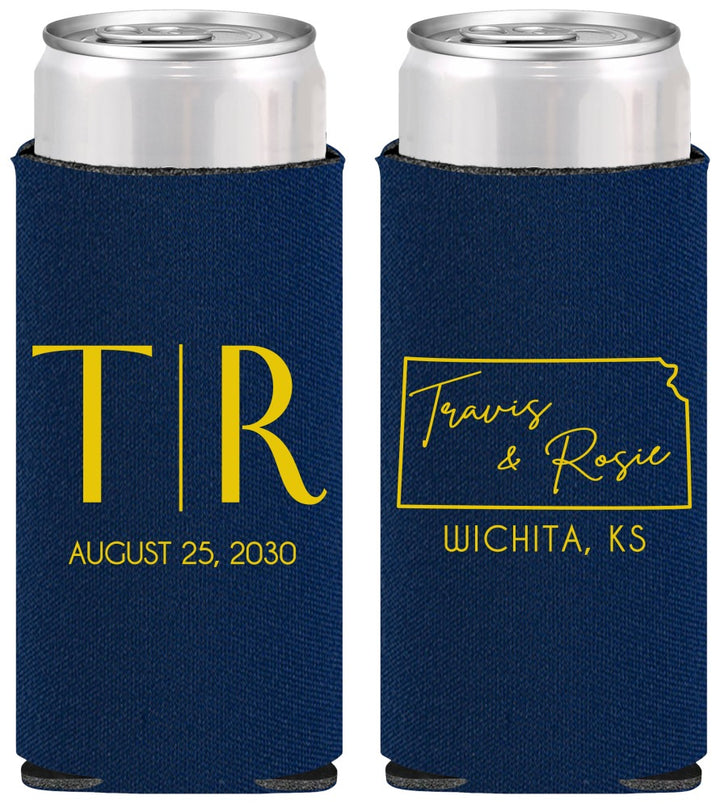 Personalized Wedding Slim Can Coolers - Kansas | 115